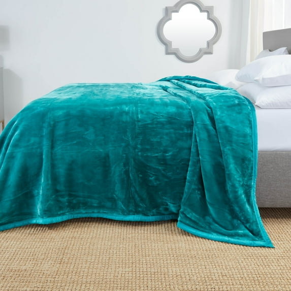 Nestl Ultra Plush Heavy Thick Raschel Imitation Mink Bed Blanket, 55 x 82, Teal