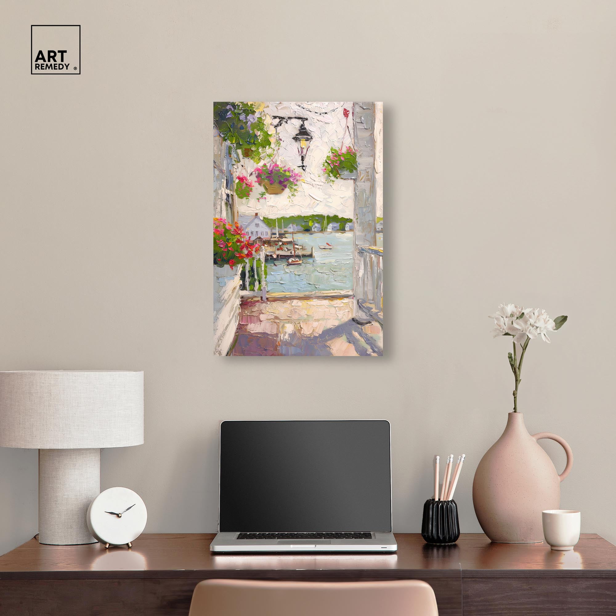 Harbor Hideaway II Canvas Pastel Oil Paintings by Art Remedy, Gallery Wrapped, 16 x 24