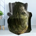 thumbnail image 4 of Woodland Soft Flannel Fleece Throw Blanket, Trail Through the Autumn Forest on a Foggy Morning Rustic Countryside Photo, Cozy Plush for Indoor and Outdoor Use, 60" x 80", Multicolor, by Ambesonne, 4 of 5