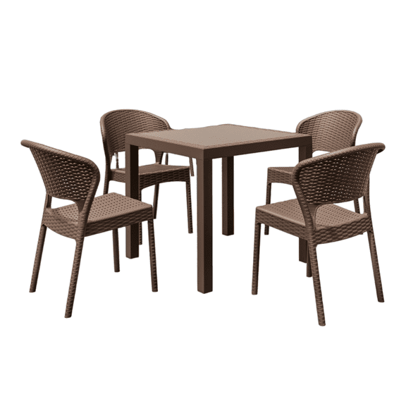 Luxury Commercial Living 5-Piece Brown Square Dining Set with Side Chairs 32"