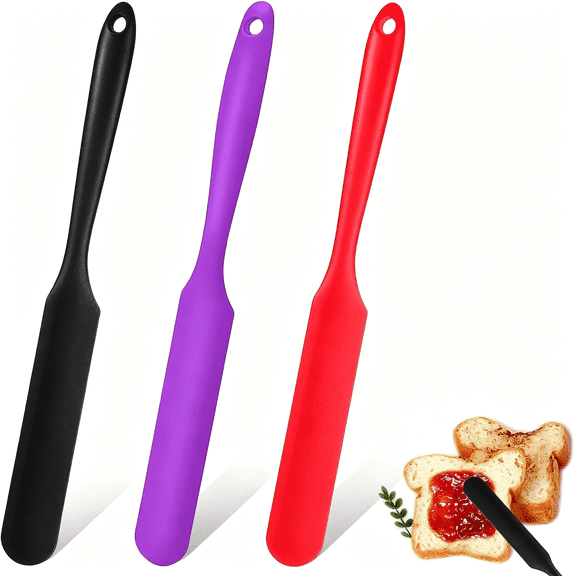 ACDANC Silicone Jar Spatula, 3Pcs Spatulas Kitchen Set, Heat Resistant Jam Spreader for Baking Mixing Cake Cream Butter Scraper