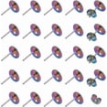 thumbnail image 1 of 50 piezas de pernos para pendientes de botón, accesorios de color arcoíris, acero inoxidable 304, pernos para pendientes redondos planos con cierres de mariposa para hacer pendientes de bricolaje., 1 of 6