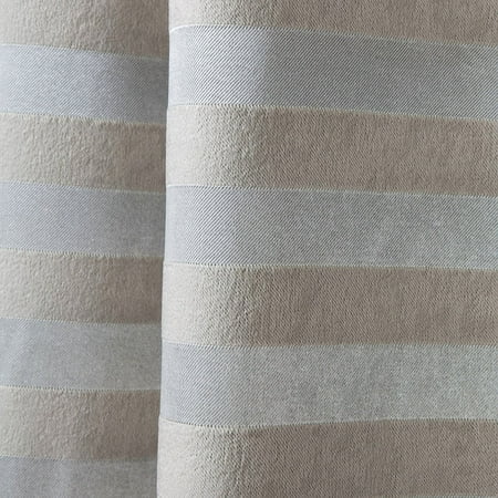 Best Home Fashion Satin and Suede Stripe Curtains - Antique Bronze Grommet Top - Silver - 48'W x 84'L - (Set of 2