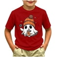 thumbnail image 2 of larppty Halloween Shirts for Kids Toddler Pumpkin Face Ghost Skeleton Cotton Tshirt Clothes (Red,12-18 Months), 2 of 5