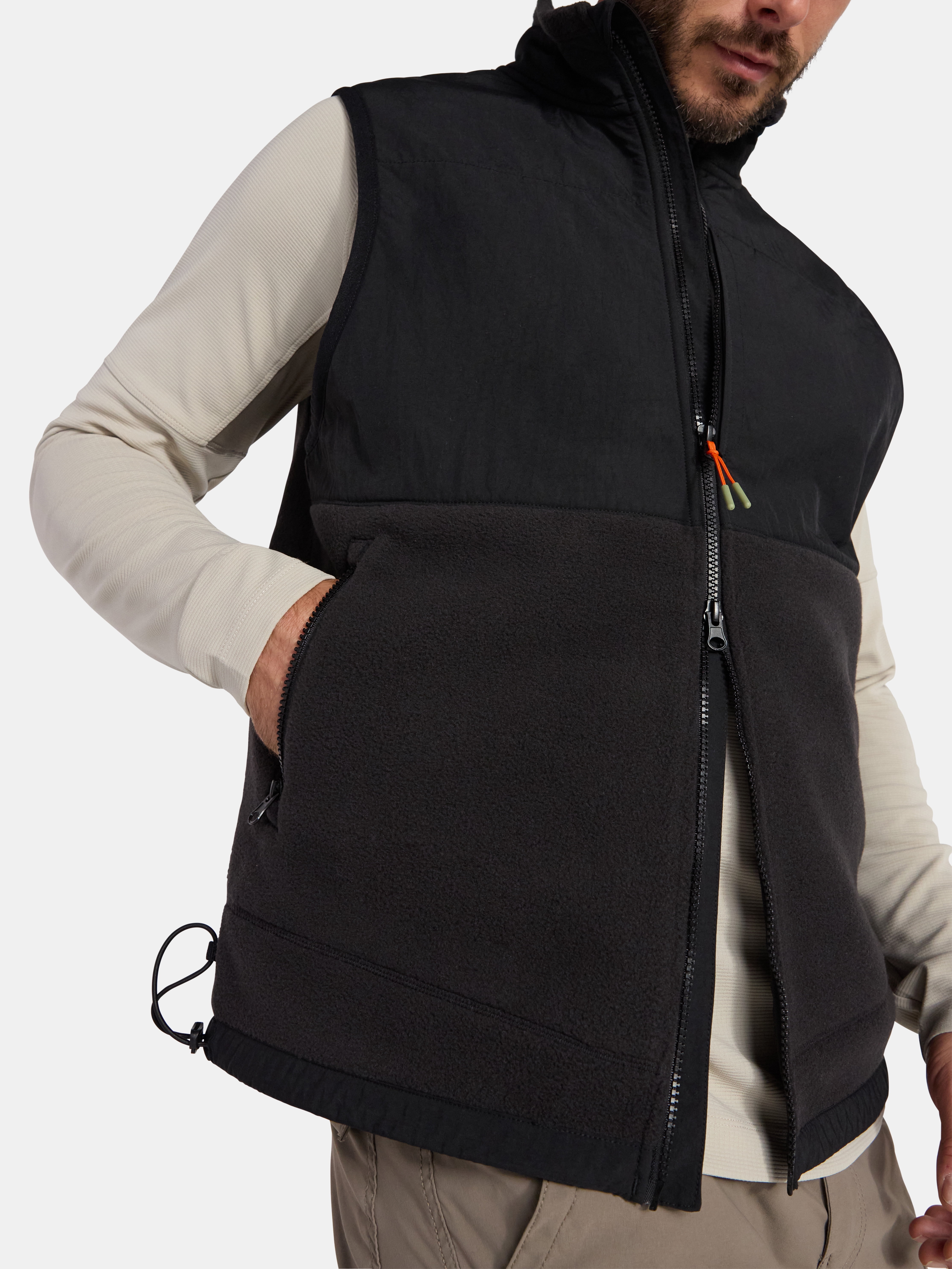 Ozark Trail Men's and Big Men's Mix Media Fleece Vest, Sizes S-3XL