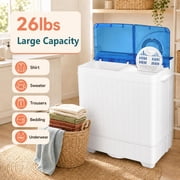 Costway 26lbs Portable Semi-automatic Washing Machine W/Built-in Drain Pump Blue