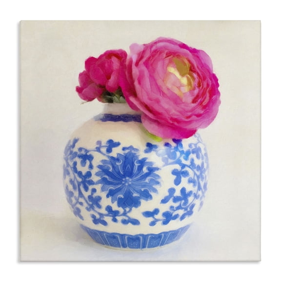 Stupell Industries Traditional Pink Bloom & Ornate Vase Canvas Art, 17 x 17, by Graffitee Studios