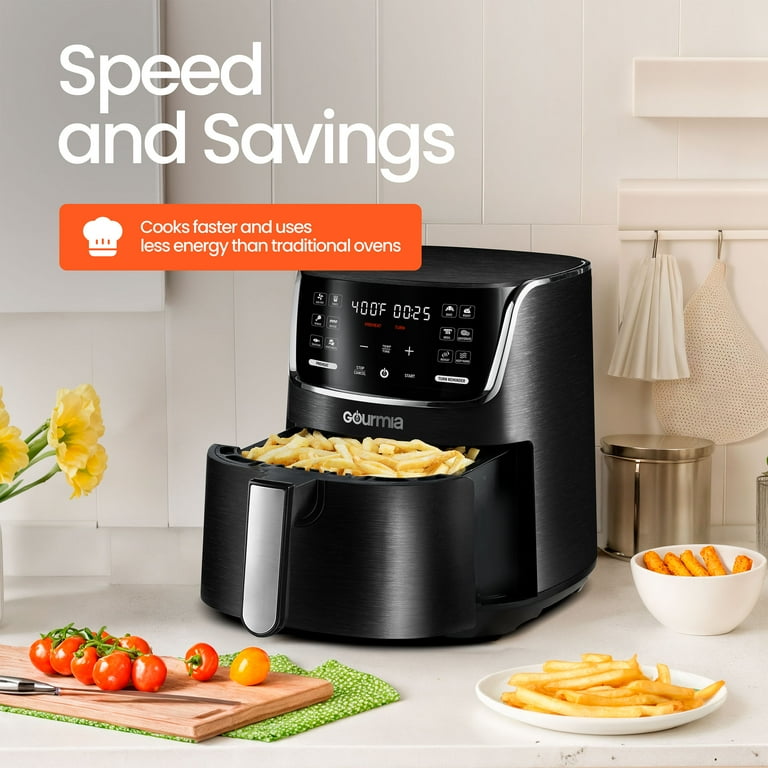 キッチン家電 GOURMIA DIGITL AIR FRYER Black Silver Gourmia 8 Qt Digital Air Fryer with FryForce 360 and Guided