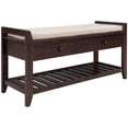 thumbnail image 3 of Shoe Rack with Cushioned Seat and Drawers, Multipurpose Entryway Storage Bench (Espresso), 3 of 13