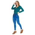 thumbnail image 3 of Blusa Mujer Manga Larga con Botones Cómoda Moda Casual Verde 550335 verde EG Incógnita 550335, 3 of 6