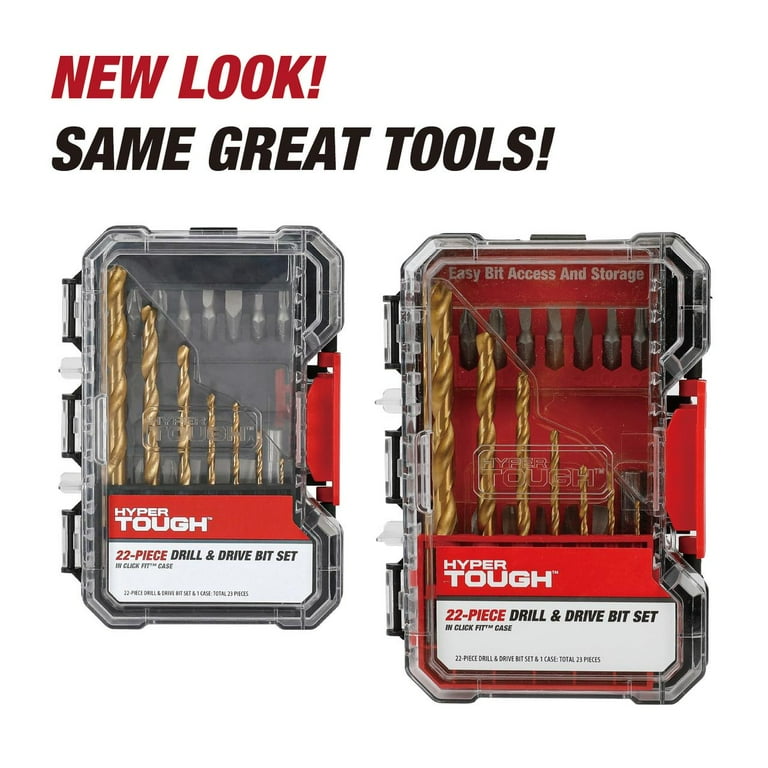 Hyper Tough 22-Piece Drill & Drive Set in Click Fit™ Case