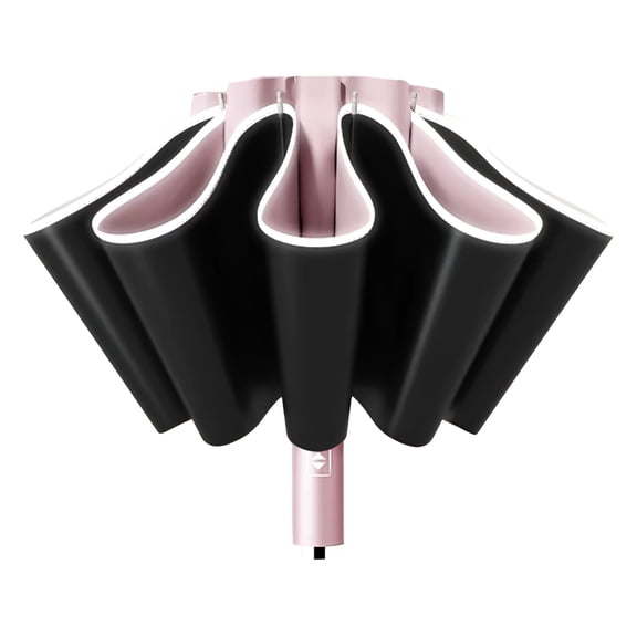 GASTROPOD 10 Ribs Fully Automatic UV Umbrella Reflective Stripe Large Reverse Umbrellas for Rain Sun Heat Insulation Parasol Pink