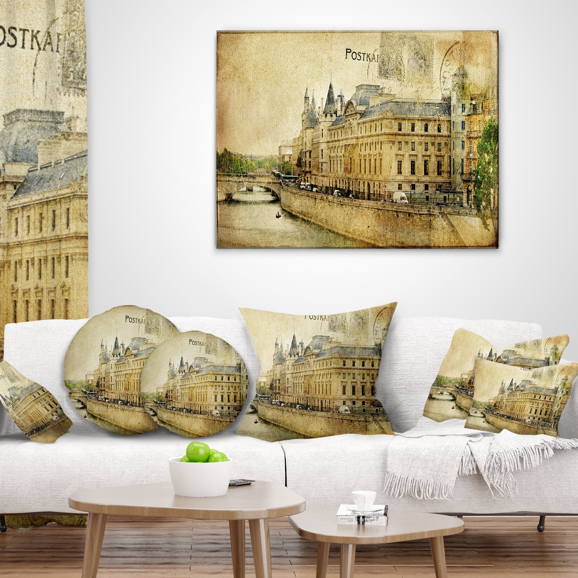Designart Old Parisian Cards - Abstract Throw Pillow - 18x18