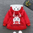 thumbnail image 4 of GYRATEDREAM Toddler Baby Girls Lightweight Hooded Jacket Outwear Kids Rabbit Ear Hood Print Zipper Outdoor Windbreaker Children Trench Coat for 13 Months-7 Years, 4 of 6