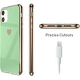 thumbnail image 6 of Case for iPhone12 iPhone12 Pro 6.1 Inch, Soft Silicone TPU Slim Case Electroplated Heart Phone Case Simple Luxury Shockproof Protective Case -Green Heart, 6 of 14