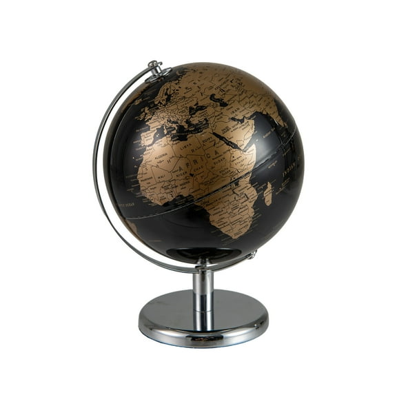 Gymax Metallic Black World Globe 8-Inch Rotating Earth Globe Metal Stand Teaching Gift Gold