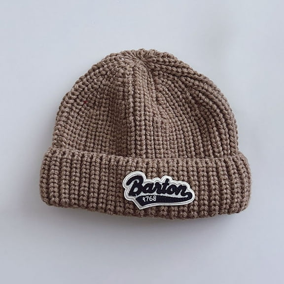 Baby Winter Hat Fleece Lined Beanie Hats for Toddler Kids Boys Girls Warm Thick Knitted Brown 0-15 Years