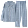 thumbnail image 5 of Ropa de dormir de manga larga de algodón puro para hombre, ropa holgada para el hogar, conjunto de dos piezas para primavera y otoño, talla grande, mediana y joven, 5 of 5