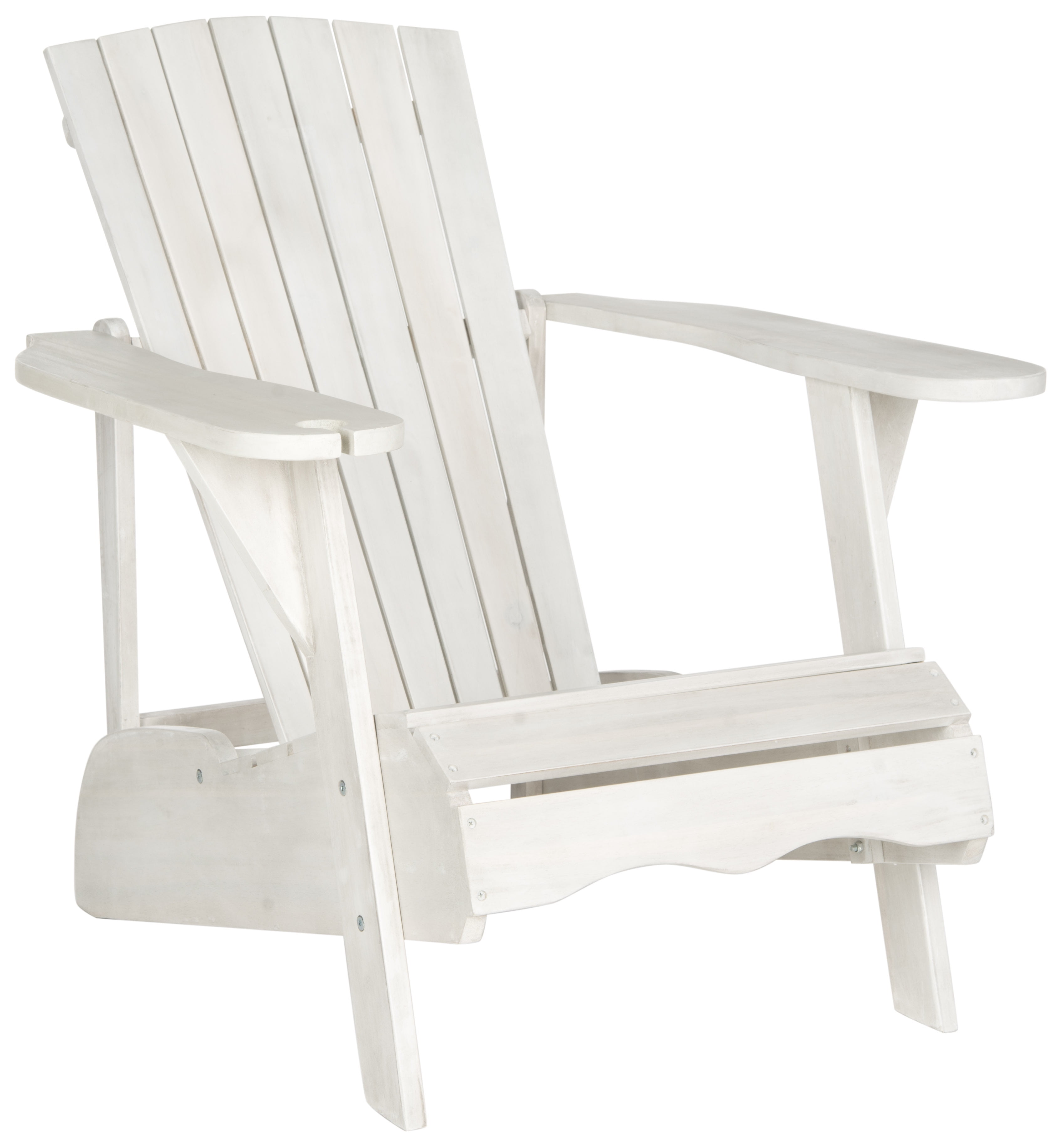 Safavieh Vista Outdoor Adirondack Chair w/ Wine Glass Holder White
