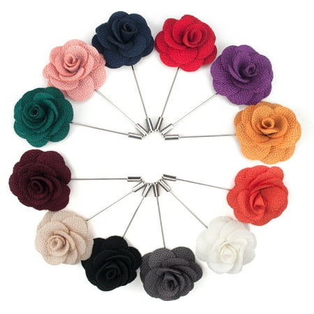 TopTie Lapel Pin Flower Boutonniere for Suit Rose for Wedding (Pack of 12)-SET4