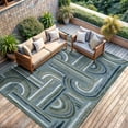 thumbnail image 6 of CAMILSON Spring Geometric Arch Striped Easy-Cleaning Non-Shedding Washable Outdoor Indoor Area Rug Aqua 5x7, 6 of 9