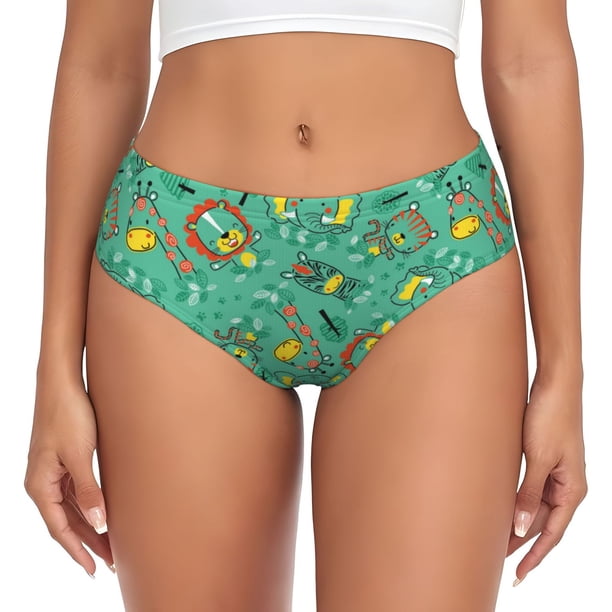 Balery Funny Animals in Jungle Ropa Interior de Algodón para Mujer con Dibujo – Braguitas Cómodas y Elásticas, Estilo Clásico-4X-Large
