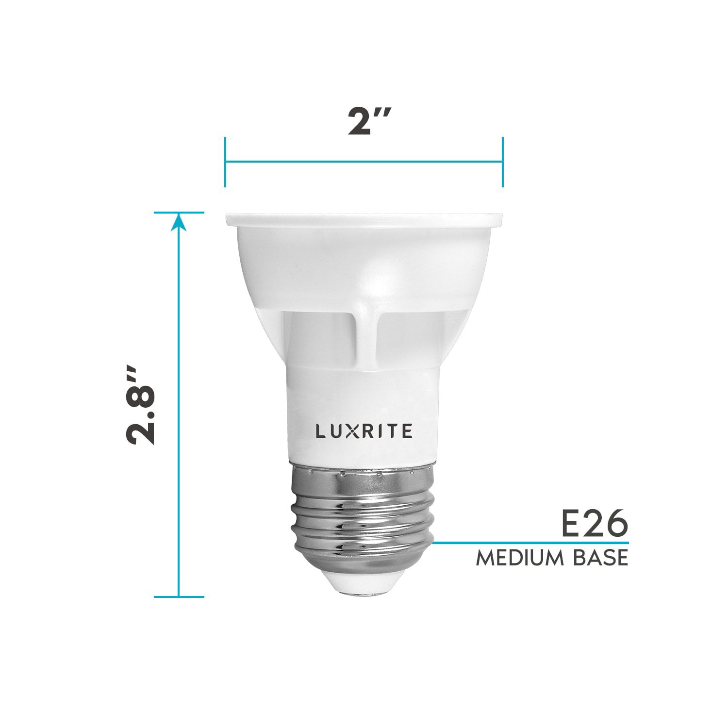 Luxrite PAR16 LED Dimmable Spot Light Bulb, 5.5W 50W Equivalent 4000K Cool White, 450 Lumens, E26, 6-Pack