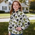 thumbnail image 3 of Uorisanigo Girls Oversized Sweatshirts Fall Clothes Long Sleeve Lapel Zipper Sweatshirt Loose Simple Flowers Print Quarter Zipper Pullover Jackets for Teen Girl School Athletic Tops, 3 of 7