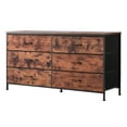 thumbnail image 4 of KFFKFF 6-Drawer Chest, High Dresser Organizer, Television Console with Space, Wardrobe Storage Units featuring Robust Metal Structure, Cloth Storage Stack for Bedroom, Wardrobe, Vintage Brown, 4 of 9
