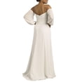 thumbnail image 3 of David’s Bridal, The Edit by DB Studio Women's Off-the-Shoulder Billow Sleeve Wedding Dress, Full Length, Chiffon, 3 of 5
