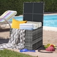 thumbnail image 6 of FHFO Outdoor Wicker Storage Box,88 Gallon Rattan Deck Box, Aluminum Frame Storage Bin for Cushion Pillows, Towels, Garden Tools, Toys, Brown,Grey, 6 of 7