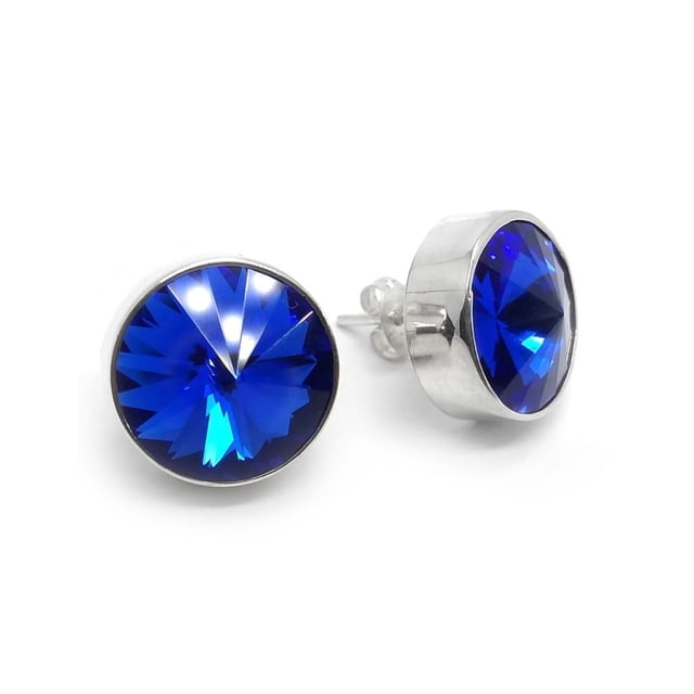 Aretes Zvezda Rivoli color Majestic Blue plata .925, P Zvezda ZAR-RIV14-MB-P
