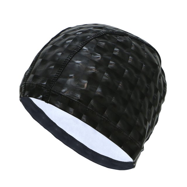 Gorro de natación para adultos, hombres y mujeres, de poliéster elástico, duradero y cómodo, color negro