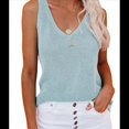 thumbnail image 3 of Camisola de Cuello en V para Mujer, Corte Entallado, Versátil, Color Liso, Sin Mangas, de Punto Básico, Verde XXXL, 3 of 10