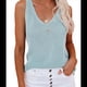 thumbnail image 3 of Camisola de Cuello en V para Mujer, Corte Entallado, Versátil, Color Liso, Sin Mangas, de Punto Básico, Verde XXXL, 3 of 10