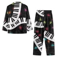 thumbnail image 4 of Suhoaziia Pajamas for Women Soft Comfy Nightclothes Print Graphic Music Piano Long Sleeve Tops with Long Pants Novelty Loose Fitting Crewneck Button Loungewear Size L, 4 of 6