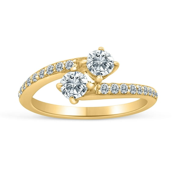 5/8ctw Diamond Two Stone Engagement Ring in 10k Yellow Gold (G-H, I2-I3)