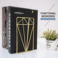 thumbnail image 4 of Bookends Metal Gold Bookcase Collection - 3d Stereo Diamond Design, Ideal For Organizing Books, Magazines, Cds, Etc. For Home Office Decoration (gold), 4 of 5