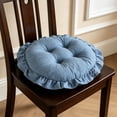 thumbnail image 6 of Steadline Round Chair Cushion,Ruffled Edge Tufted Seat Pad With Anti Slip Base,Soft Padded Chair Mat For Dining Furniture Bedroom Vanity Window Stool And Household Indoor Decoration(Blue), 6 of 7