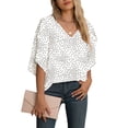 thumbnail image 2 of Asklazy Women's Fall Casual 3/4 Ruffled Sleeve Chiffon Blouse Tops for Women,US Size,M,White Dot, 2 of 7