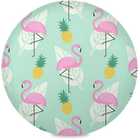 

Coolnut Flamingo Pineapple and Palm Leaves Round Placemats for Dining Table Non-Slip Heat-Resistant Polyester Table Mats Set of 1 Washable Table Mats for Kitchen Dining Table Decoration (742)