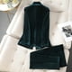 thumbnail image 5 of Chaqueta de traje pequeña de terciopelo dorado con sensación de rojo verde para mujer, traje de overol de temperamento profesional de principios de otoño, 5 of 5