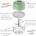 thumbnail image 3 of Mini picadora eléctrica de ajo, procesador de alimentos inalámbrico portátil, licuadora de 250 ml, mini picadora de ajo para ajo, verduras, frutas, cebollas, carnes, ensaladas, comida para bebés, con, 3 of 4