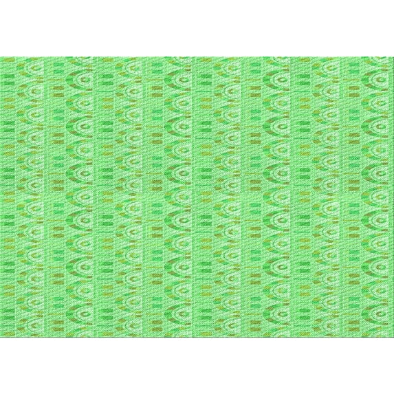 Ahgly Company Machine Washable Indoor Rectangle Transitional Green Area Rugs, 4' x 6'