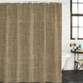 thumbnail image 2 of Brown Linen Bathroom Shower Curtains with Hooks, Farmhouse Pure Color Country Vintage Waterproof Fabric Washable Shower Curtain for Home Hotel Bathtub Decor 54x78 Inch, 2 of 9