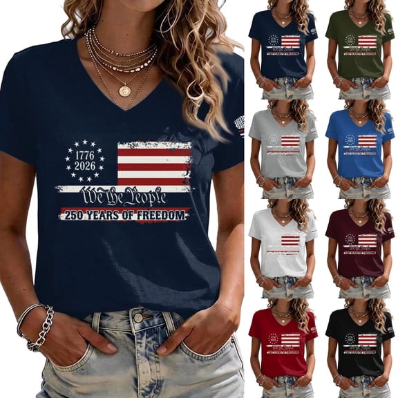 USA Shirts for Women 250 Years American Flag Shirt 4th of July Tshirt Patriotic Tees Casual Graphic Tops