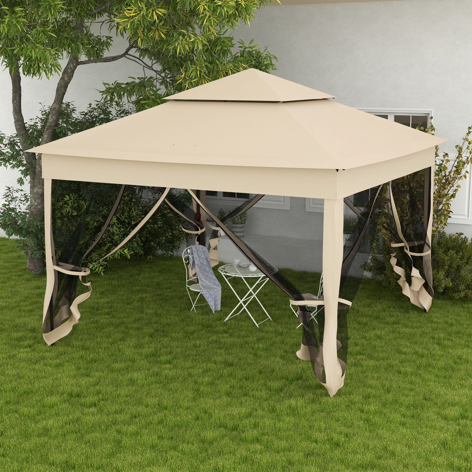 Quictent 9'x9' Pop Up Canopy Tent with Mosquito Netting, Slant Leg