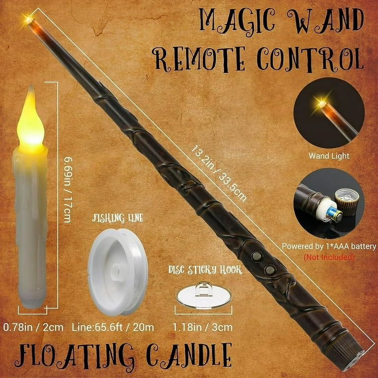 Battery Operated Flameless Flickering Hary hanging Up Potter Taper Floating  Candles with Magic Wand Remote LED Window Candle