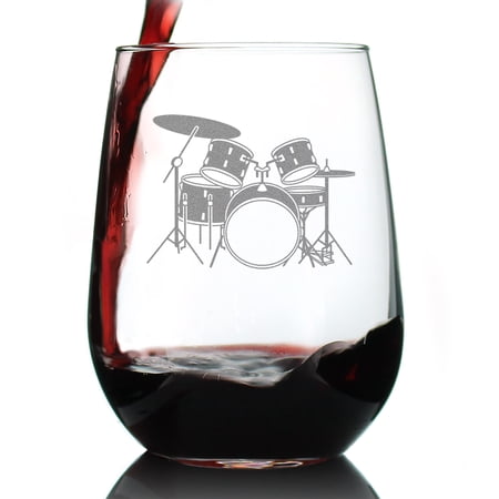 Bevvee Stemless Wine Glass 17 oz Drums Gifts for Drummers Wine Glasses