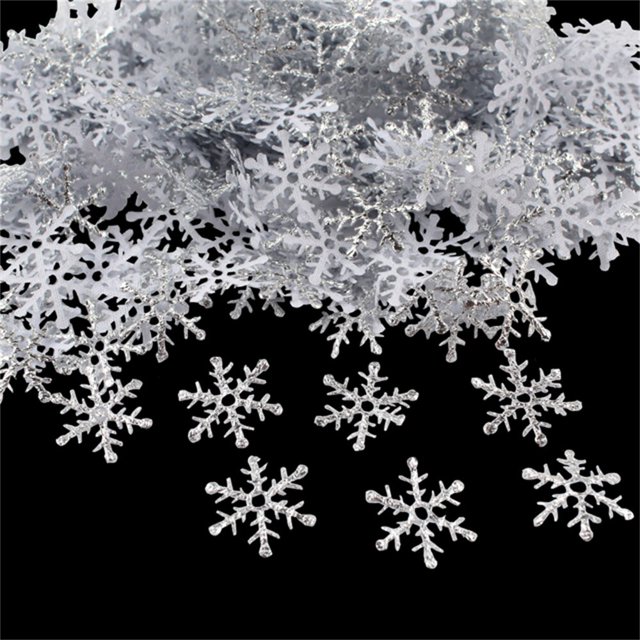 Copos de nieve artificiales para decoración del hogar, confeti de 2cm, 300 piezas, para árbol de Navidad, fiesta, boda, Año Nuevo, 2023